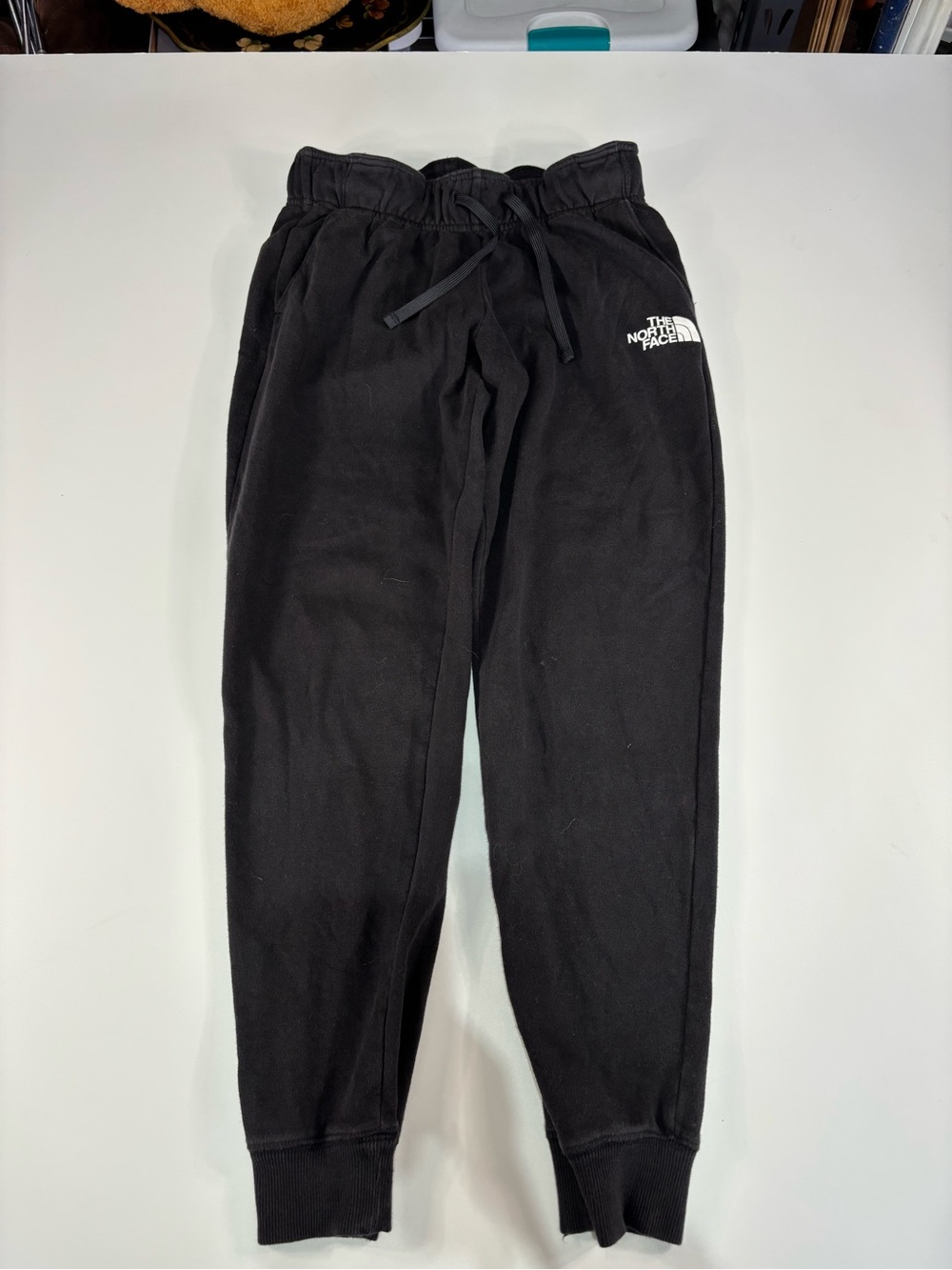 The North Face Sweatpants Womens Medium Black Fleece Jogger White Logo Casual